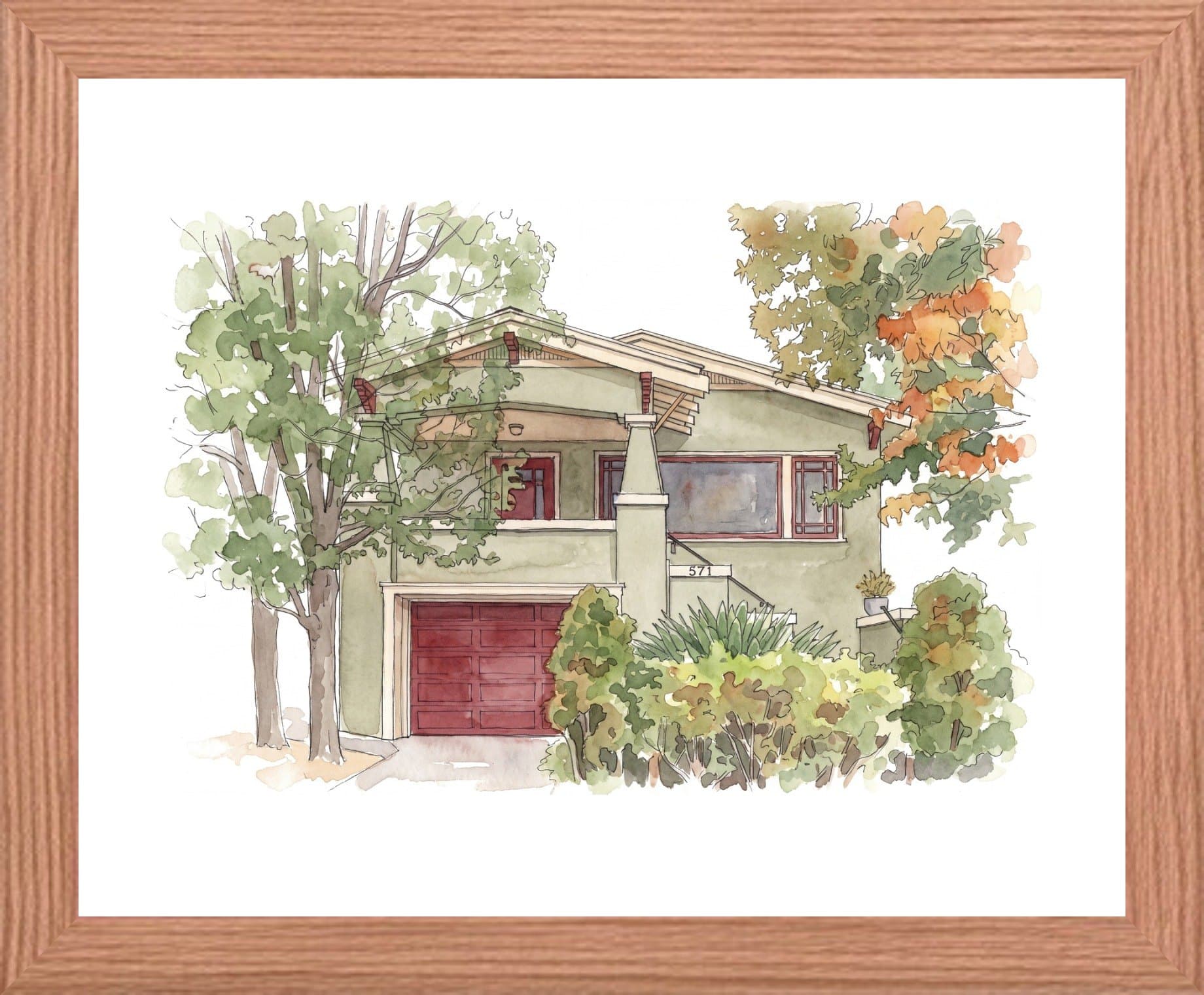 The finished portrait of that house, framed.
