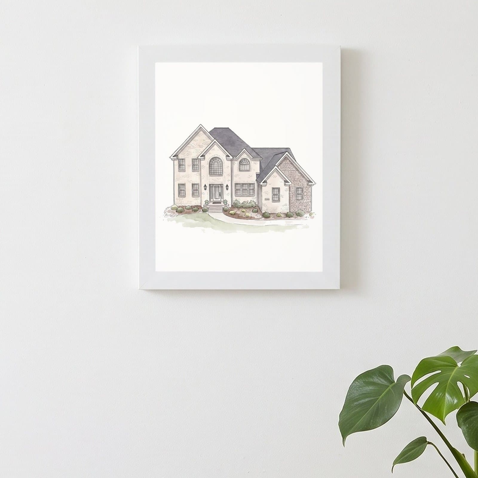 Framed 8x10 in a White frame, hung on a wall.